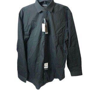 Kenneth Cole Reaction Button Down Cotton Shirt Gray 16.5"